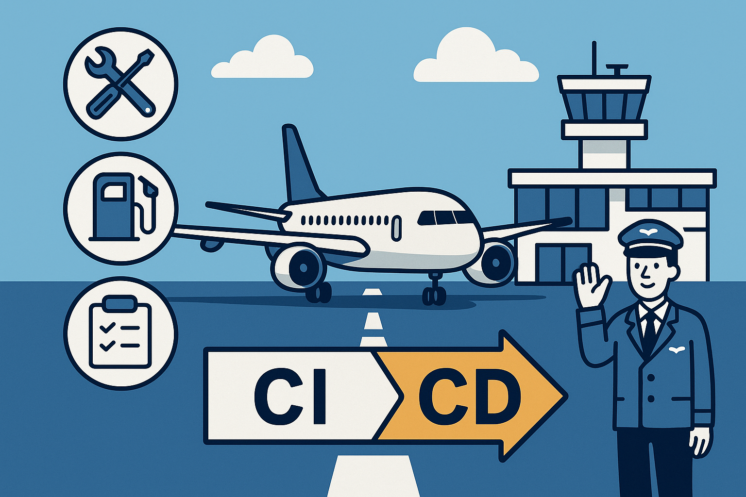 Airplane ready for take-off representing CI/CD pipeline