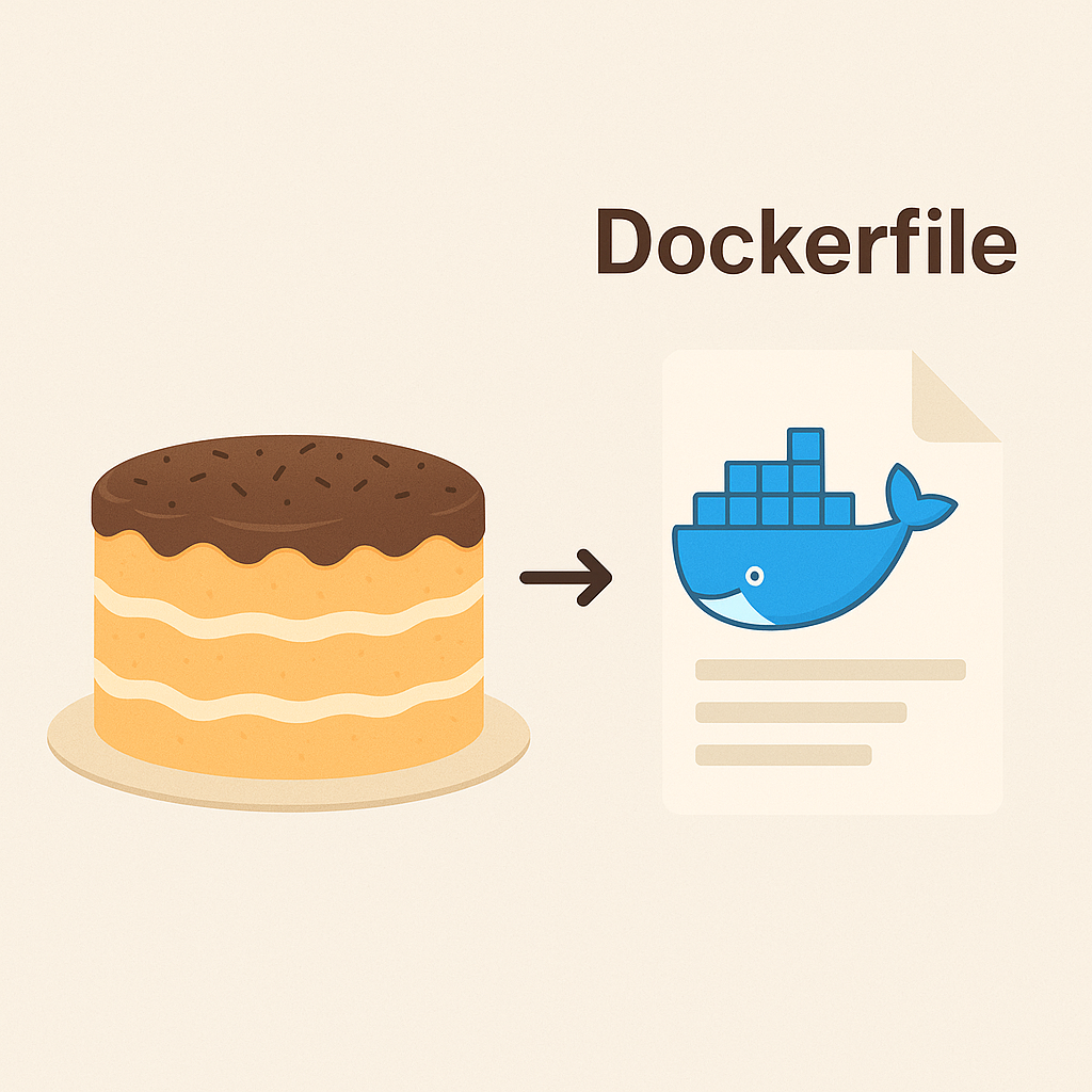 Dockerfile presented like a cake recipe